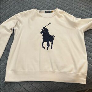 Polo Ralph Lauren White Sweatshirt with Blue Logo XL